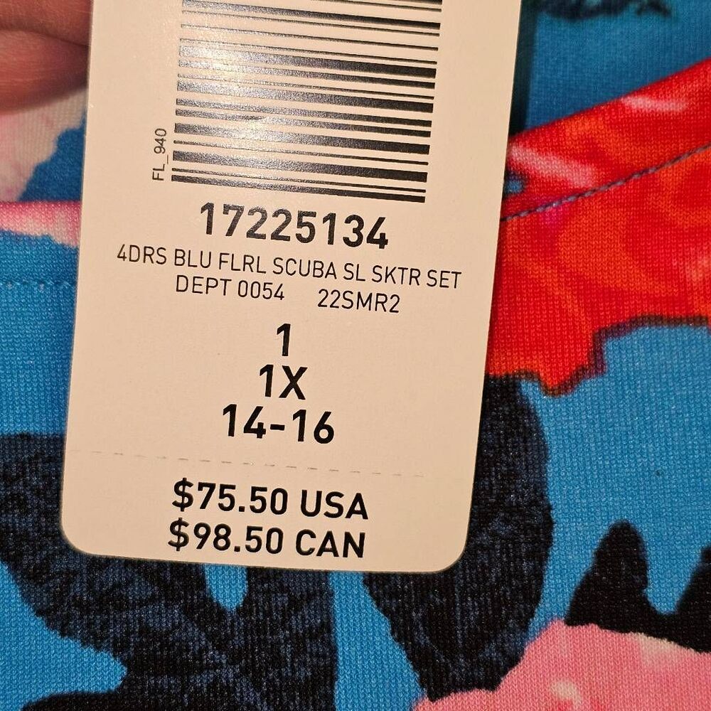 NWT Torrid Womens Blue Floral Mini Scuba Skater Skirt Set 1X - Picture 6 of 6